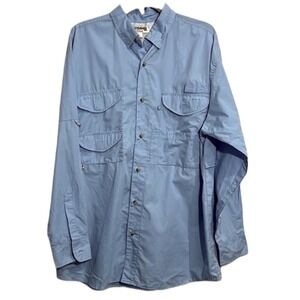 Outdoor By Hilton Long Sleeved Ventilated Fishing Shirt - Blue - Size Large